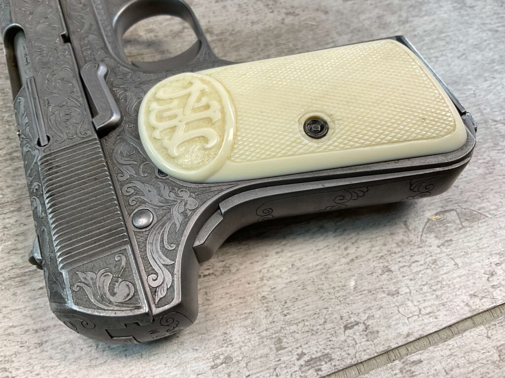 FN 1903 ENGRAVED SEMI AUTO PISTOL W/ SHOULDER STOCK, JAMES EARL JONES COLLECTION, RARE #5-10769