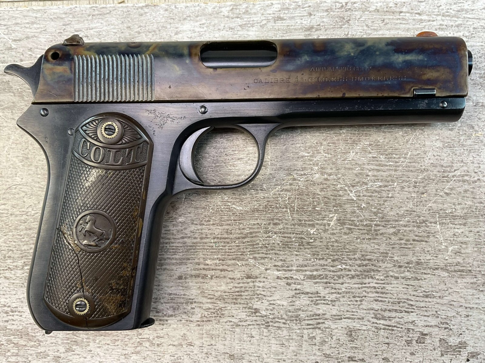 COLT 1903 POCKET HAMMER .38 CAL RIMLESS SEMI AUTO PISTOL, JAMES EARL ...