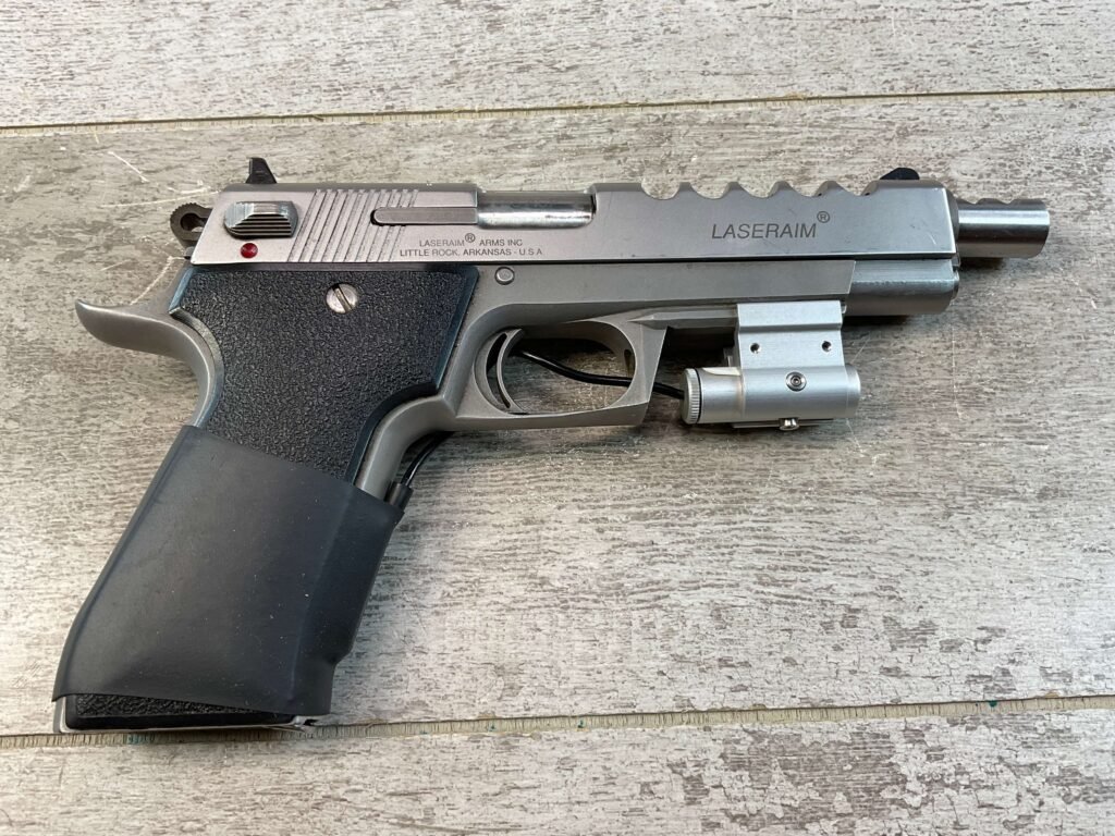 LASERAIM ARMS SERIES III .45 ACP SEMI AUTO STAINLESS PISTOL, JAMES EARL JONES COLLECTION #5-10797