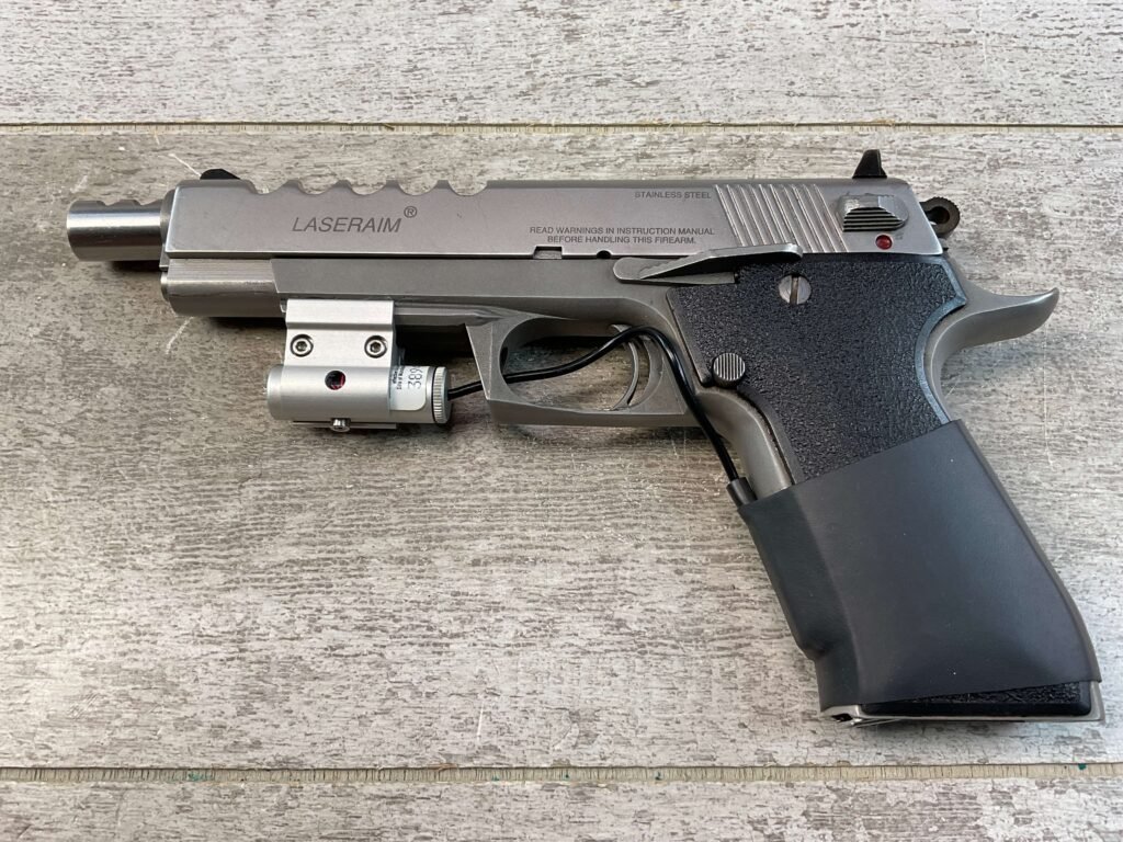 LASERAIM ARMS SERIES III .45 ACP SEMI AUTO STAINLESS PISTOL, JAMES EARL JONES COLLECTION #5-10797