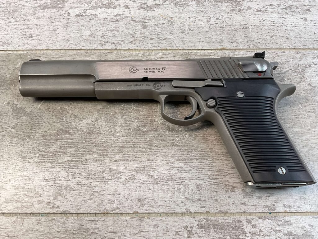 AMT AUTO MAG IV 45 WIN MAG STAINLESS SEMI AUTO PISTOL, JAMES EARL JONES COLLECTION #5-10814