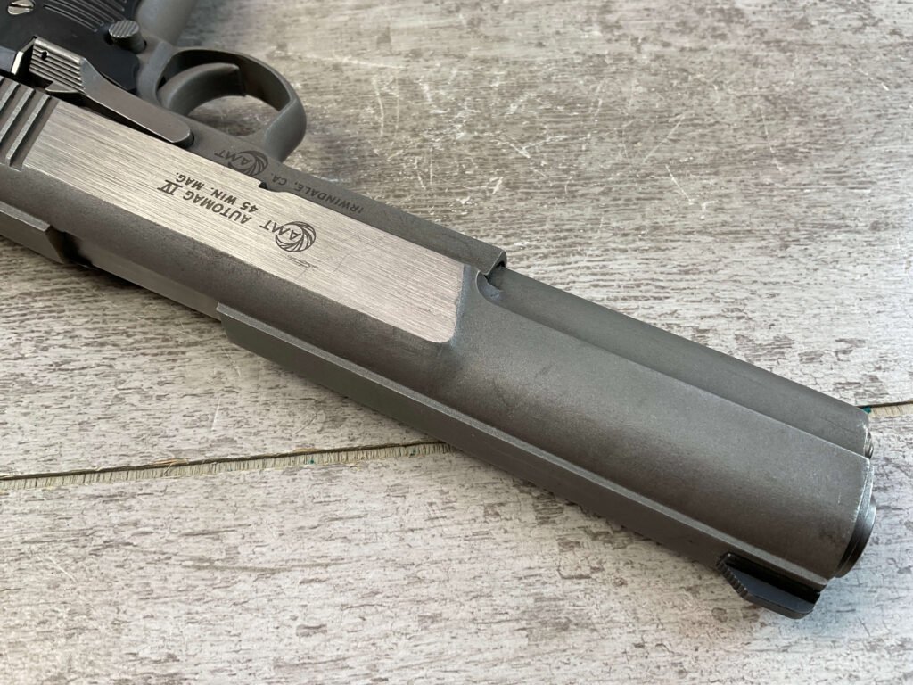 AMT AUTO MAG IV 45 WIN MAG STAINLESS SEMI AUTO PISTOL, JAMES EARL JONES COLLECTION #5-10814