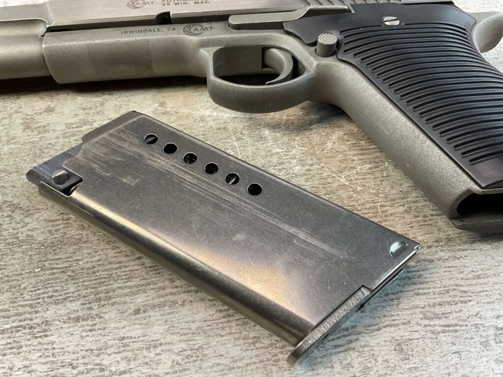 AMT AUTO MAG IV 45 WIN MAG STAINLESS SEMI AUTO PISTOL, JAMES EARL JONES COLLECTION #5-10814