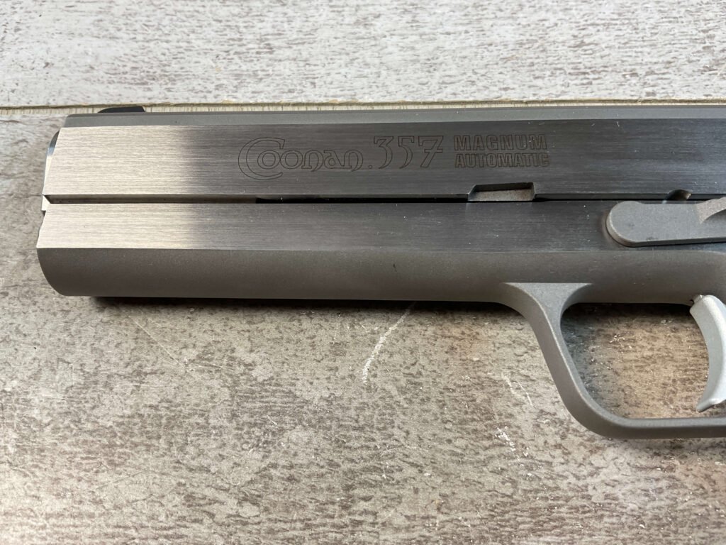 COONAN .357 MAGNUM 1911 STAINLESS SEMI AUTO PISTOL, JAMES EARL JONES COLLECTION, RARE #5-10820