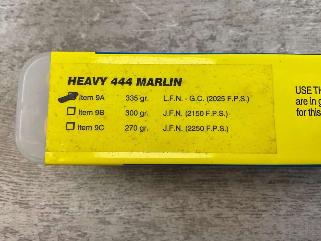 BUFFALO BORE HEAVY .444 MARLIN, 335 GR. LFN AMMO, UNOPENED BOX (QTY 20) #5-11084