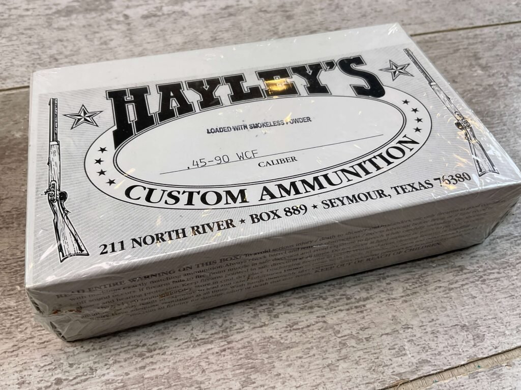 HAYLEY'S CUSTOM AMMUNITION .45-90 WCF, LOADED W/ SMOKELESS POWDER AMMO, UNOPENED BOX #5-11092