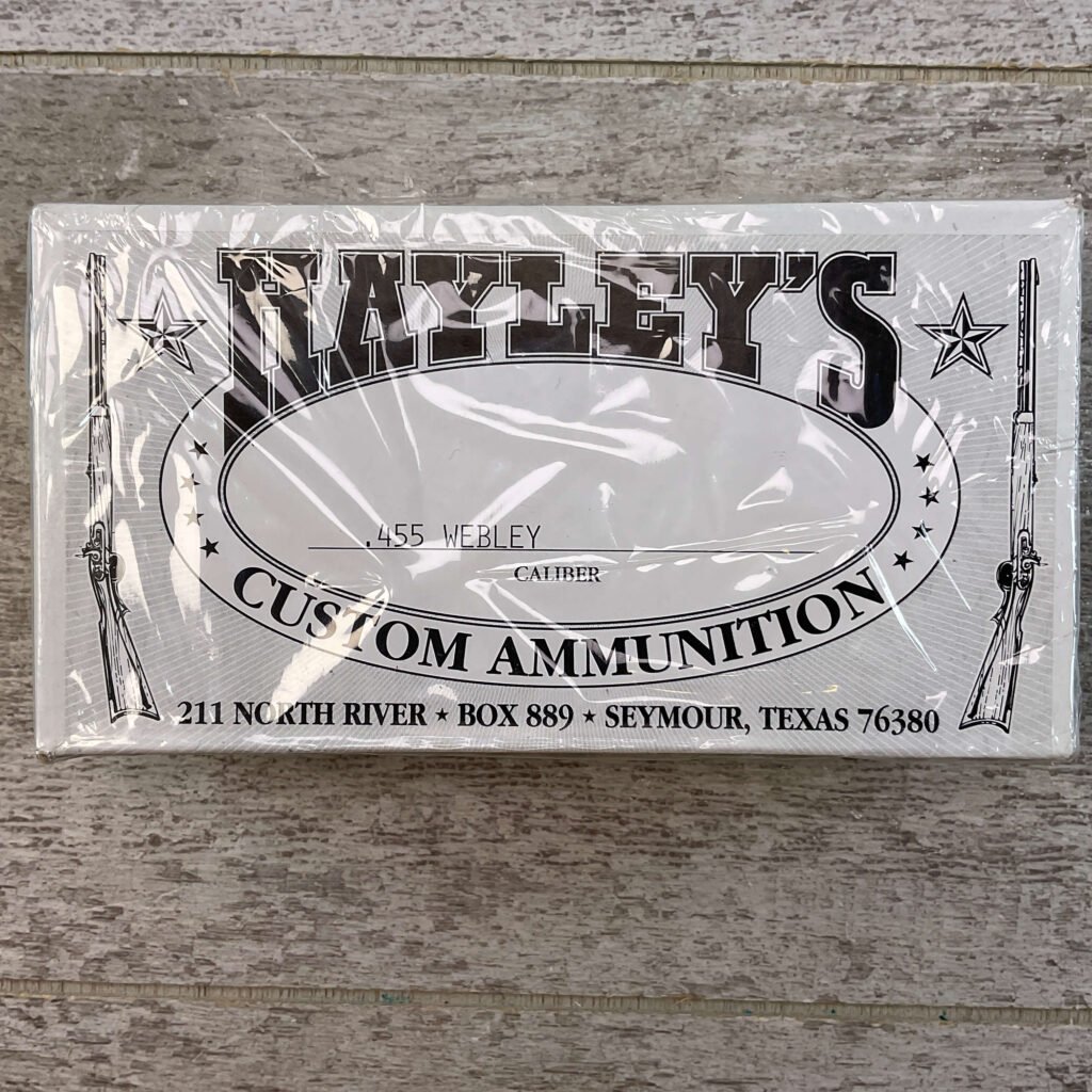 HAYLEY'S CUSTOM AMMUNITION .455 WEBLEY AMMO, UNOPENED BOX (QTY 20) #5-11094