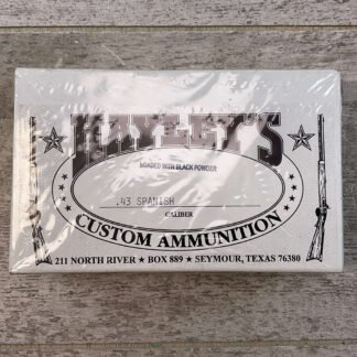 HAYLEY'S CUSTOM AMMUNITION .43 SPANISH, LOADED W/ BLACK POWDER AMMO, UNOPENED BOX (QTY 20) #5-11095