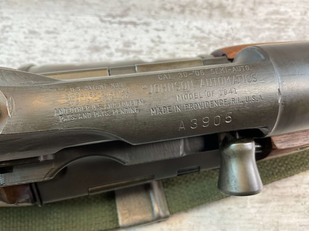JOHNSON AUTOMATICS MODEL 1941 .30-06 CAL MILITARY RIFLE, JAMES EARL JONES COLLECTION, NEAR NEW W/ BAYONET #5-11006