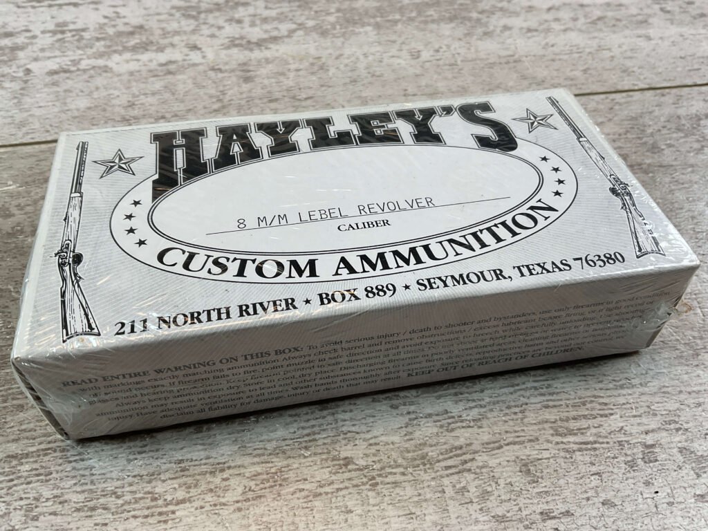 HAYLEY'S CUSTOM AMMUNITION 8MM LEBEL REVOLVER AMMO, UNOPENED BOX (QTY 20) #5-11097