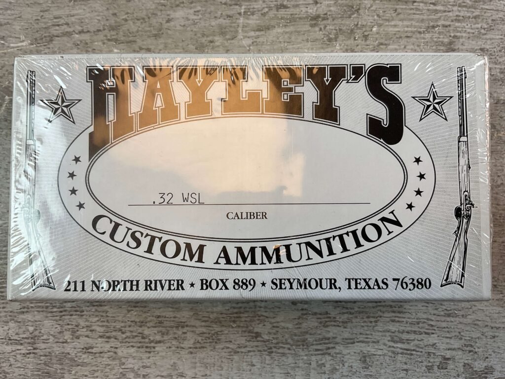 HAYLEY'S CUSTOM AMMUNITION .32 WSL AMMO, UNOPENED BOX (QTY 20) #5-11098