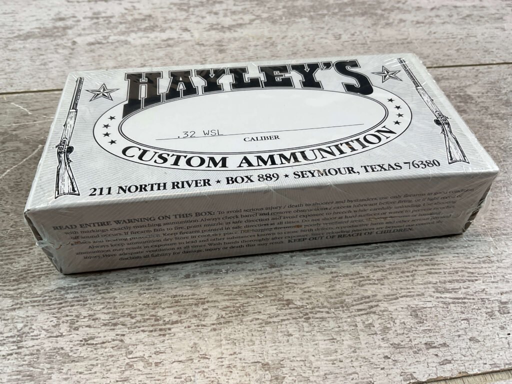 HAYLEY'S CUSTOM AMMUNITION .32 WSL AMMO, UNOPENED BOX (QTY 20) #5-11098