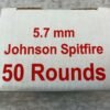 SQUARE AMMUNITIONS 5.7 JOHNSON SPITFIRE 40 GR. SP AMMO, NEW BOX (QTY 50) #5-11101