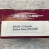 CASULL ARMS CORPORATION .38 CASULL, 124 GR. HP AMMO, UNOPENED (QTY 20) #5-11103