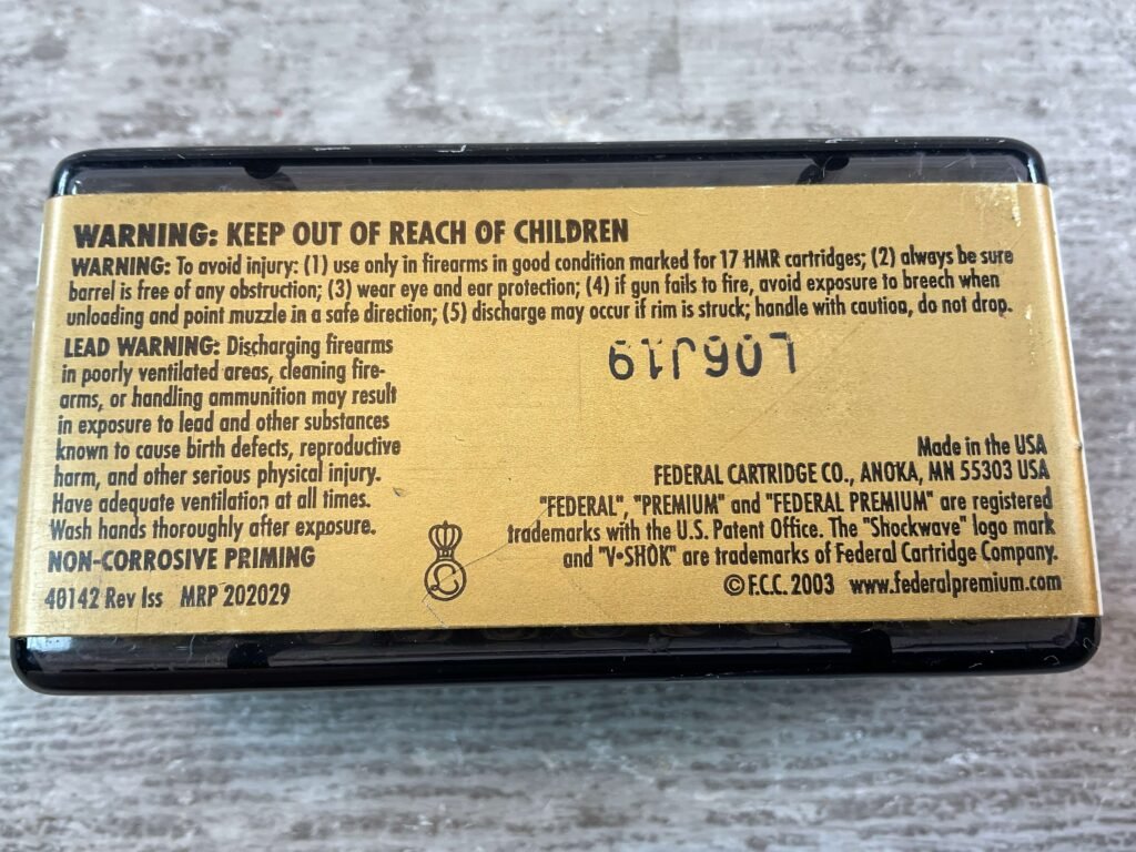 FEDERAL PREMIUM V-SHOK 17 HMR, 17 GR. HORNADY, V-MAX POLYMER TIP AMMO, UNOPENED (QTY 50) #5-11108