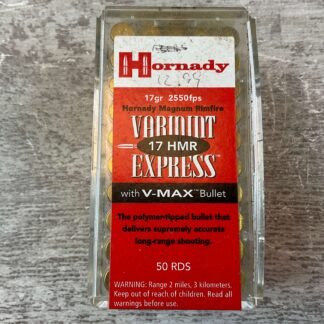 HORNADY VARMINT EXPRESS 17 HMR WITH V-MAX BULLET, 17 GR. POLYMER TIP AMMO #5-11109