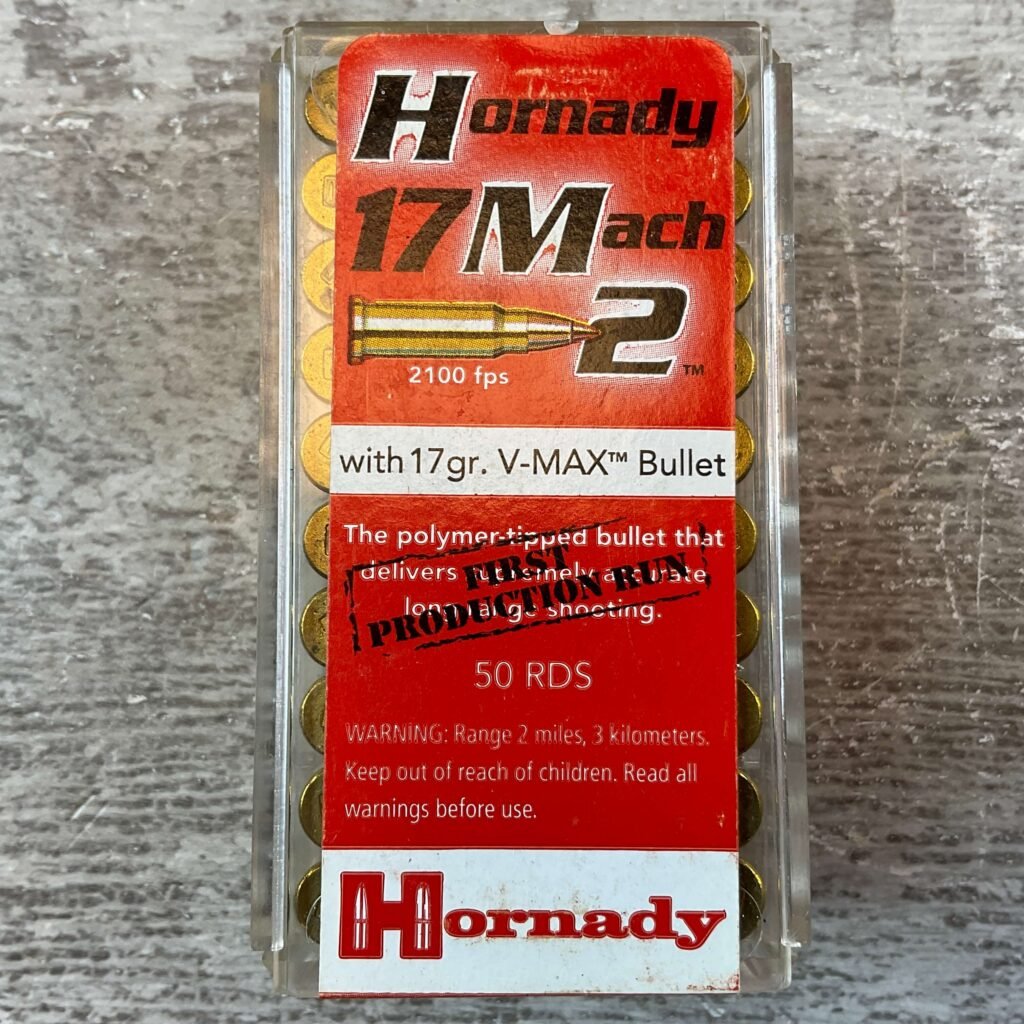 HORNADY 17 MACH 2 W/ 17 GR. V-MAX POLYMER TIP AMMO, UNOPENED (QTY 50) #5-11110