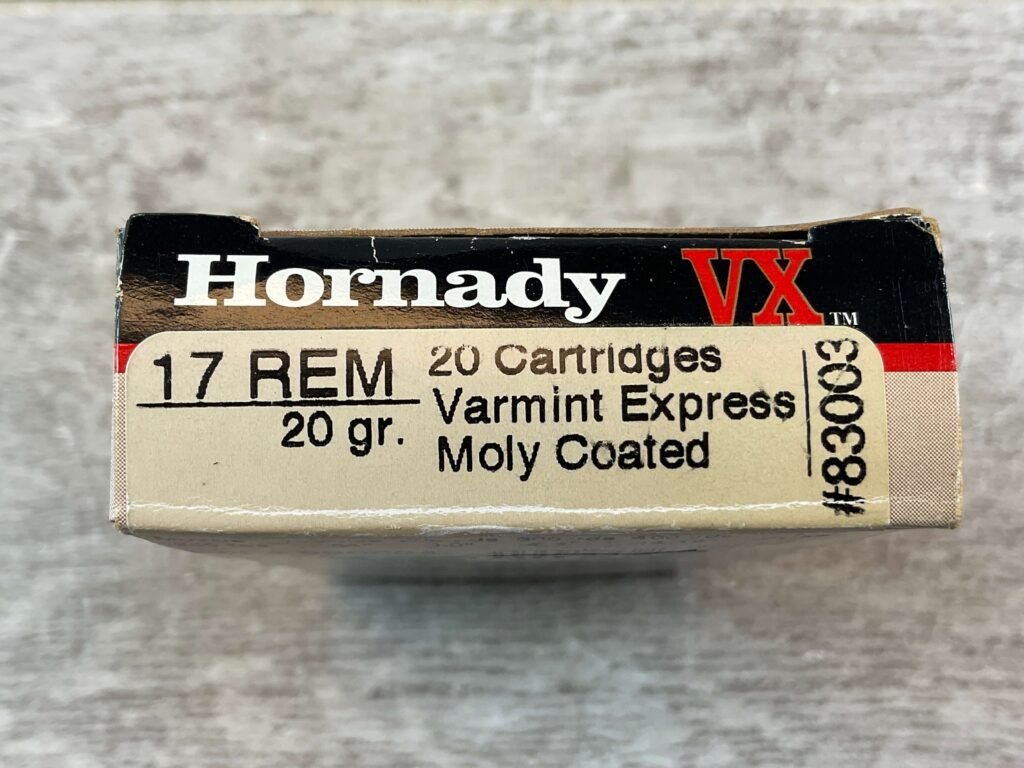 HORNADY VARMINT EXPRESS, V-MAX, 17 REM. 20 GR. MOLY COATED AMMO, QTY 20 #5-11112
