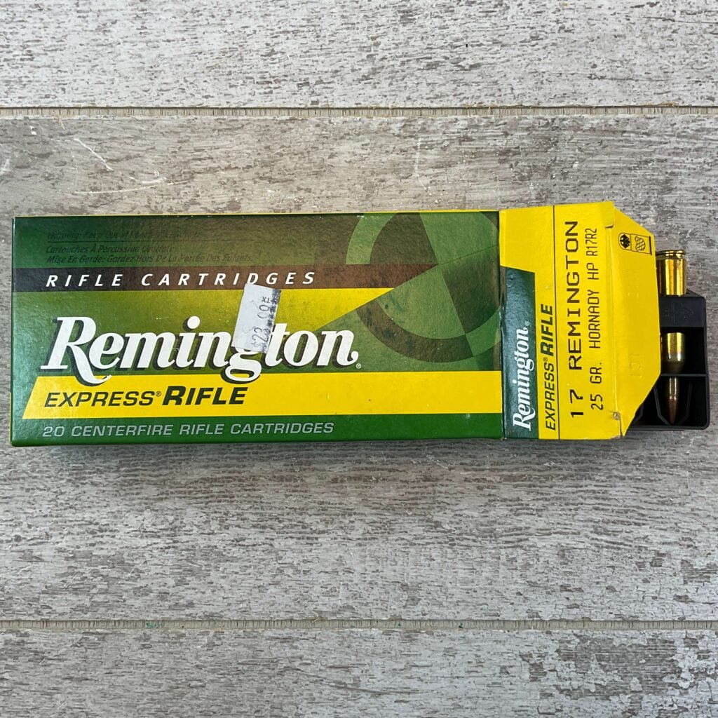 REMINGTON EXPRESS RIFLE, 17 REM. 25 GR. HORNADY HP AMMO, QTY 20 #5-11115