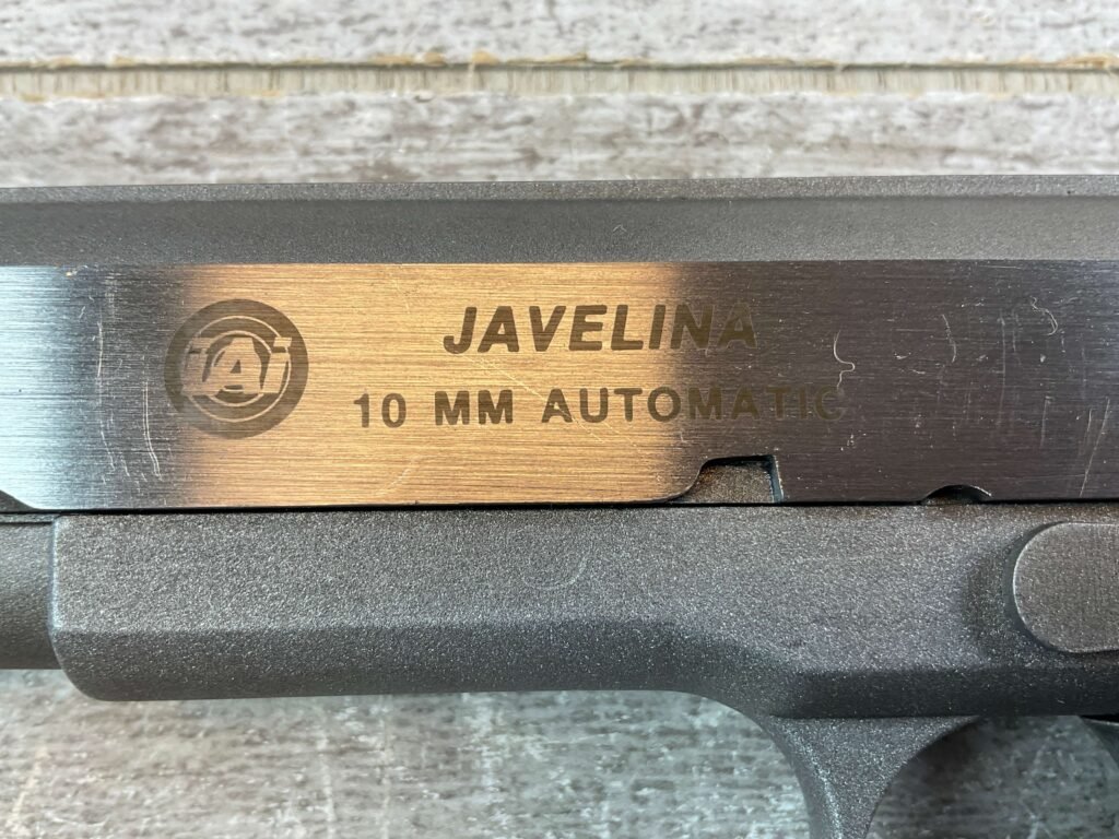 JAVELINA IAI HUNTING MODEL 10MM 7" LONGSLIDE 1911 SEMI AUTO PISTOL, JAMES EARL JONES COLLECTION, RARE #5-10843