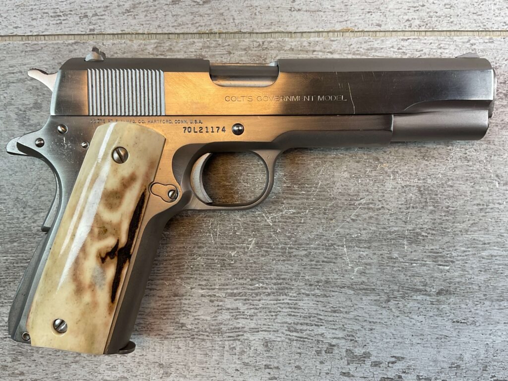 COLT 1911 GOVT MODEL MKIV SERIES 70 9MM SEMI AUTO PISTOL, STAINLESS FINISH, JAMES EARL JONES COLLECTION #5-10844