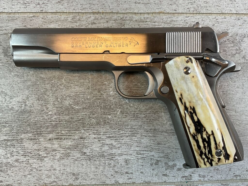 COLT 1911 GOVT MODEL MKIV SERIES 70 9MM SEMI AUTO PISTOL, STAINLESS FINISH, JAMES EARL JONES COLLECTION #5-10844