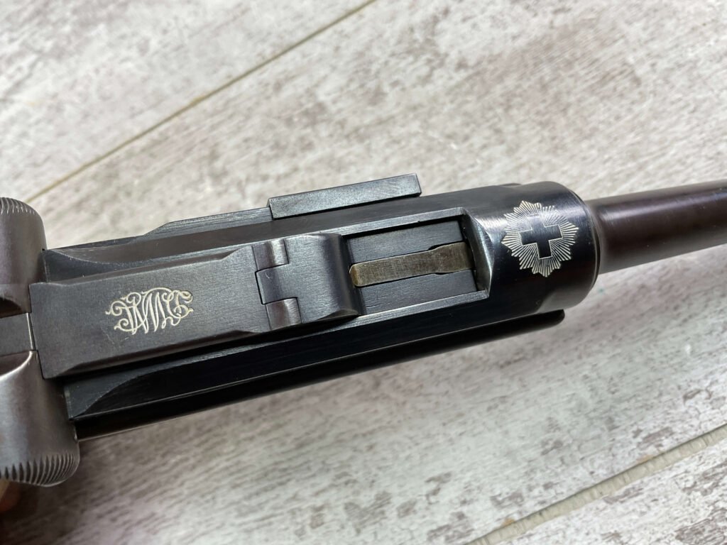 DWM 1900 SWISS 7.65MM LUGER P08 SEMI AUTO PISTOL, JAMES EARL JONES COLLECTION, MINTY & MATCHING #5-10867