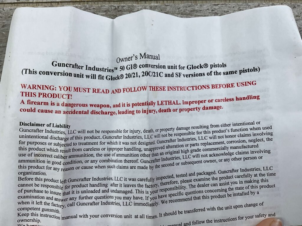 GLOCK MODEL 21 AUST MADE W/ GUNCRAFTER INDUSTRIES 50 GI SEMI AUTO PISTOL, JAMES EARL JONES COLLECTION, CONVERSION KIT & EXTRAS #5-10829