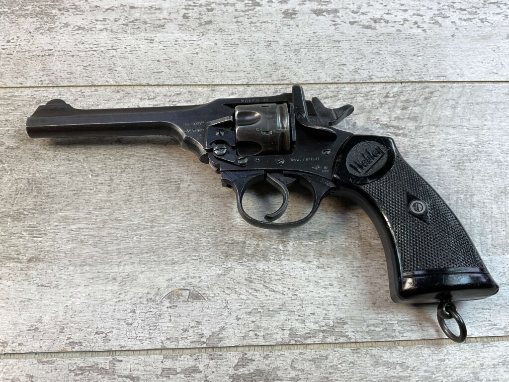 WEBLEY & SCOTT LTD MARK IV .38 S&W WAR FINISH REVOLVER, JAMES EARL JONES "FAVORITES" COLLECTION #5-10882