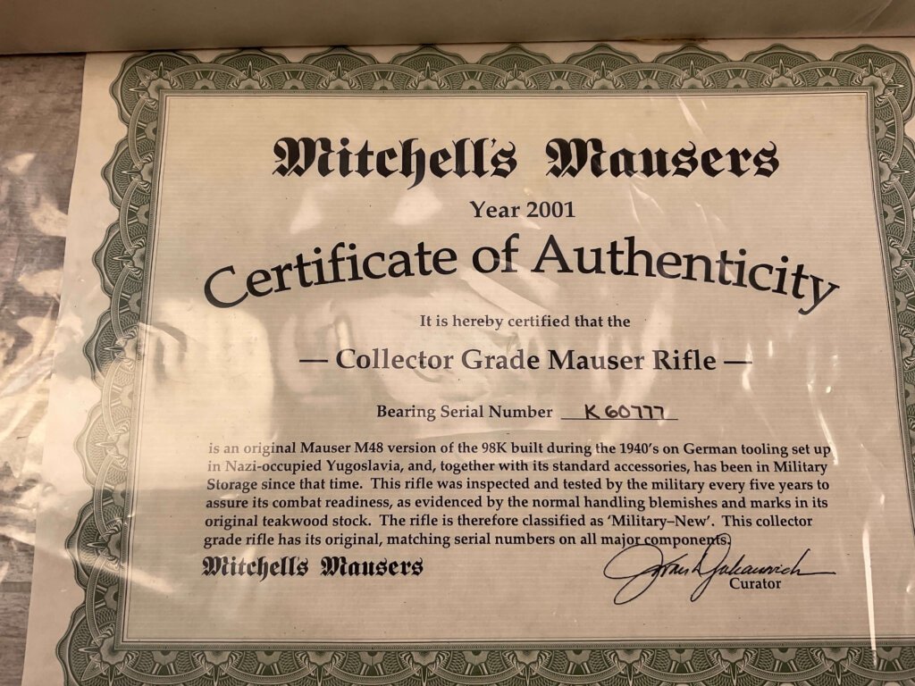 MITCHELL'S MAUSER M48 8MM BOLT ACTION RIFLE, IN BOX W/ACCESSORIES #5-12001