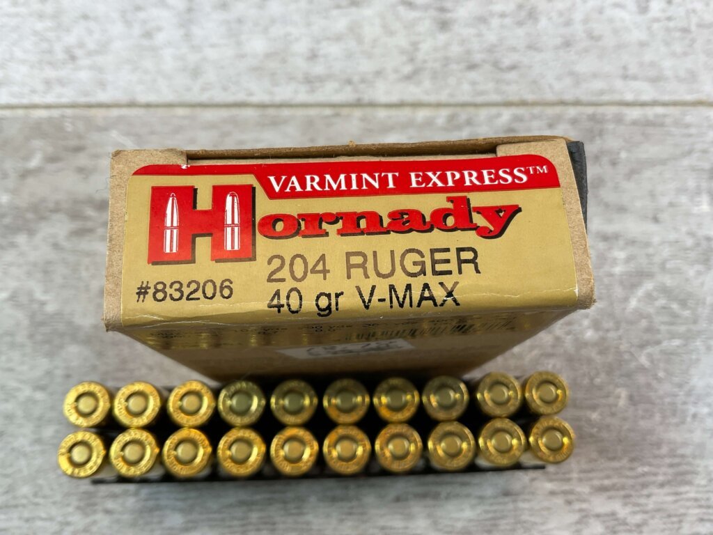 HORNADY VARMINT EXPRESS, 204 RUGER, 40 GR. V-MAX AMMO, FULL BOX (QTY 20) #5-11118