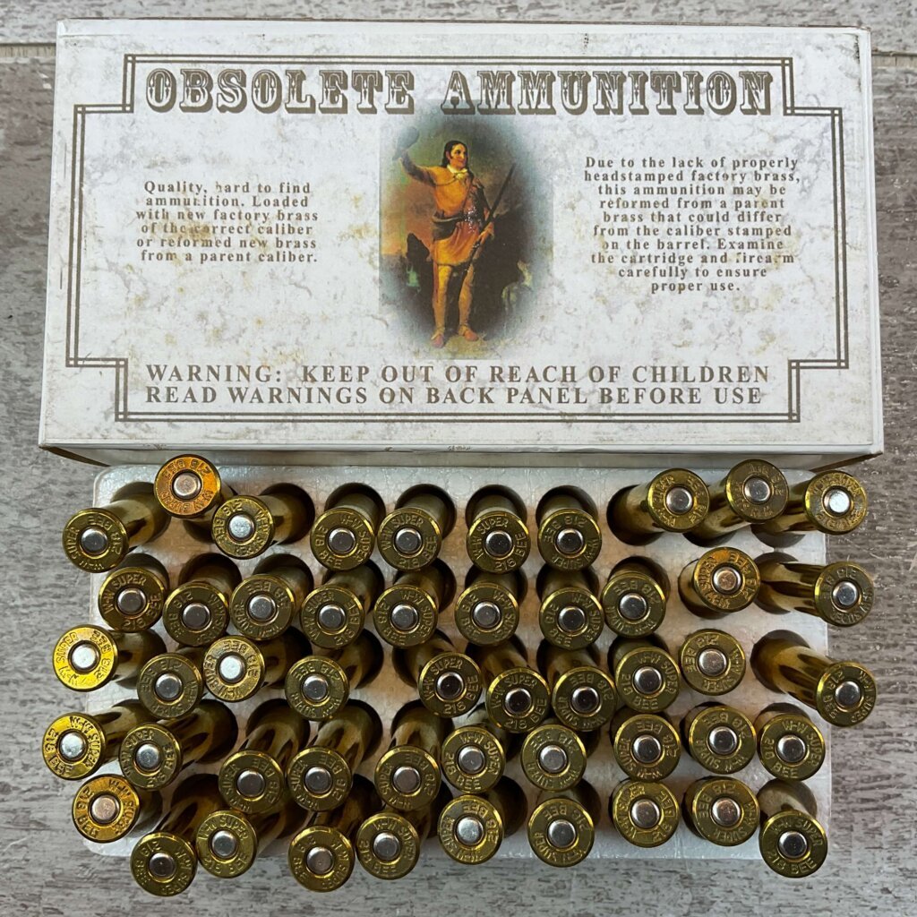OBSOLETE AMMUNITION BOX, (WINCHESTER) 218 BEE, 46 GR. HP AMMO, FULL BOX (QTY 50) #5-11120