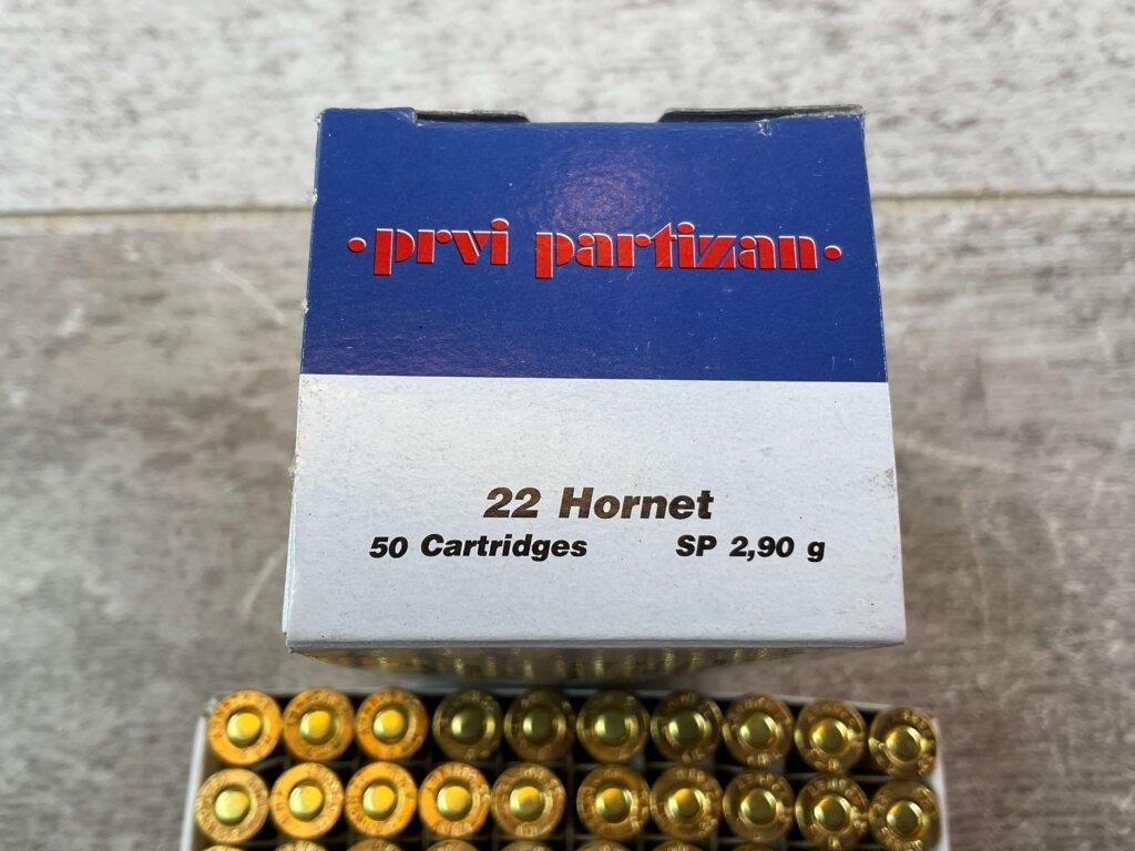 PRVI PARTIZAN 22 HORNET, SP 45 GR. AMMO, FULL BOX (QTY 50) #5-11122