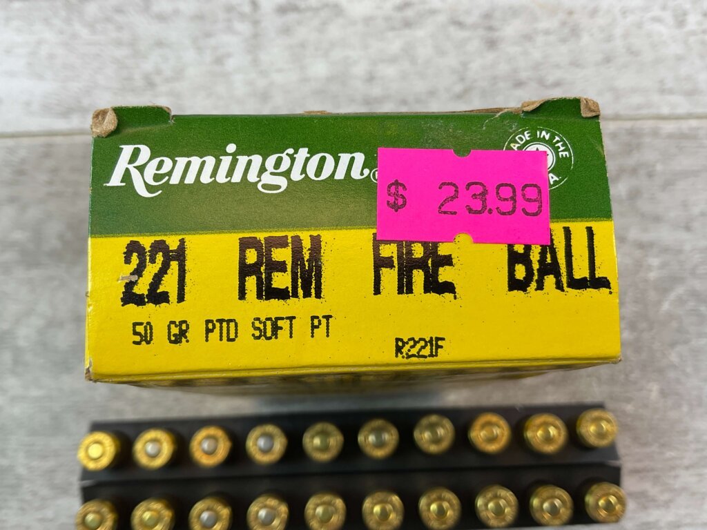 REMINGTON 221 REM FIREBALL, 50 GR. PTO SOFT POINT, KLEANBORE PRIMING AMMO, FULL BOX (QTY 20) #5-11125