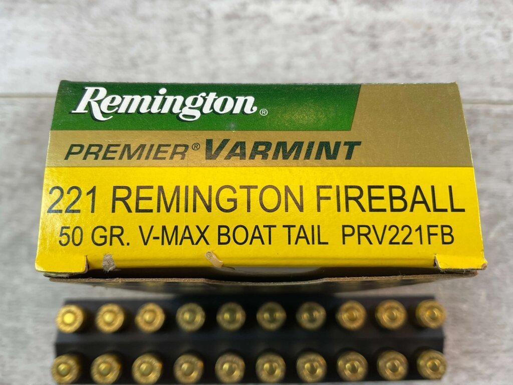 REMINGTON PREMIER VARMINT 221 REM FIREBALL, 50 GR. V-MAX BOAT TAIL AMMO, FULL BOX (QTY 20) #5-11127