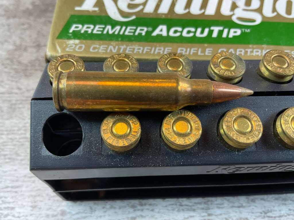 REMINGTON PREMIER ACCUTIP 221 REM FIREBALL, 50 GR. V-MAX BOAT TAIL AMMO, FULL BOX (QTY 20) #5-11128