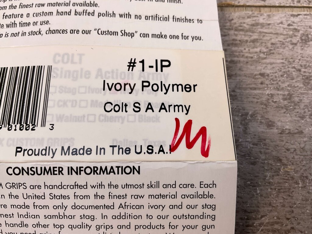 AJAX CUSTOM GRIPS COLT S A ARMY, IVORY POLYMER COLORED GRIPS #5-11610