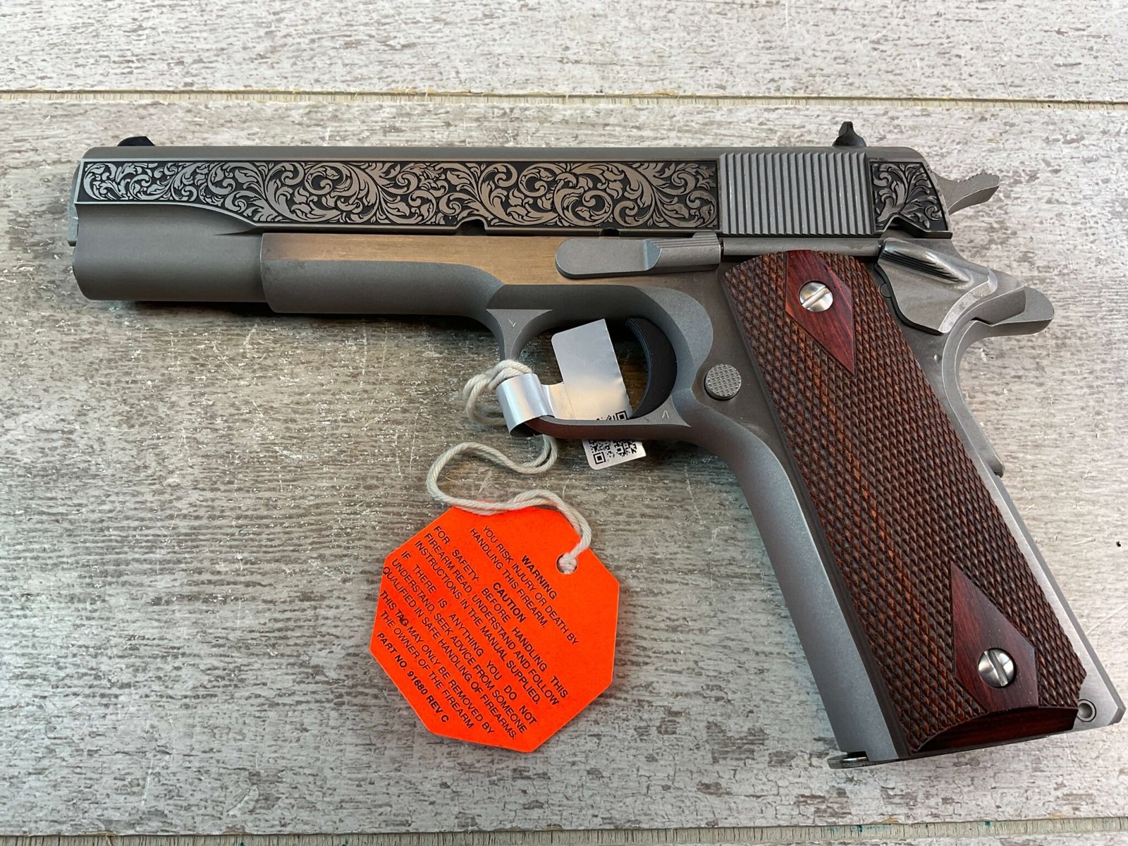 COLT 1911 GOVT .45 ACP FILIGREE FRAME & BARREL STAINLESS SEMI AUTO ...