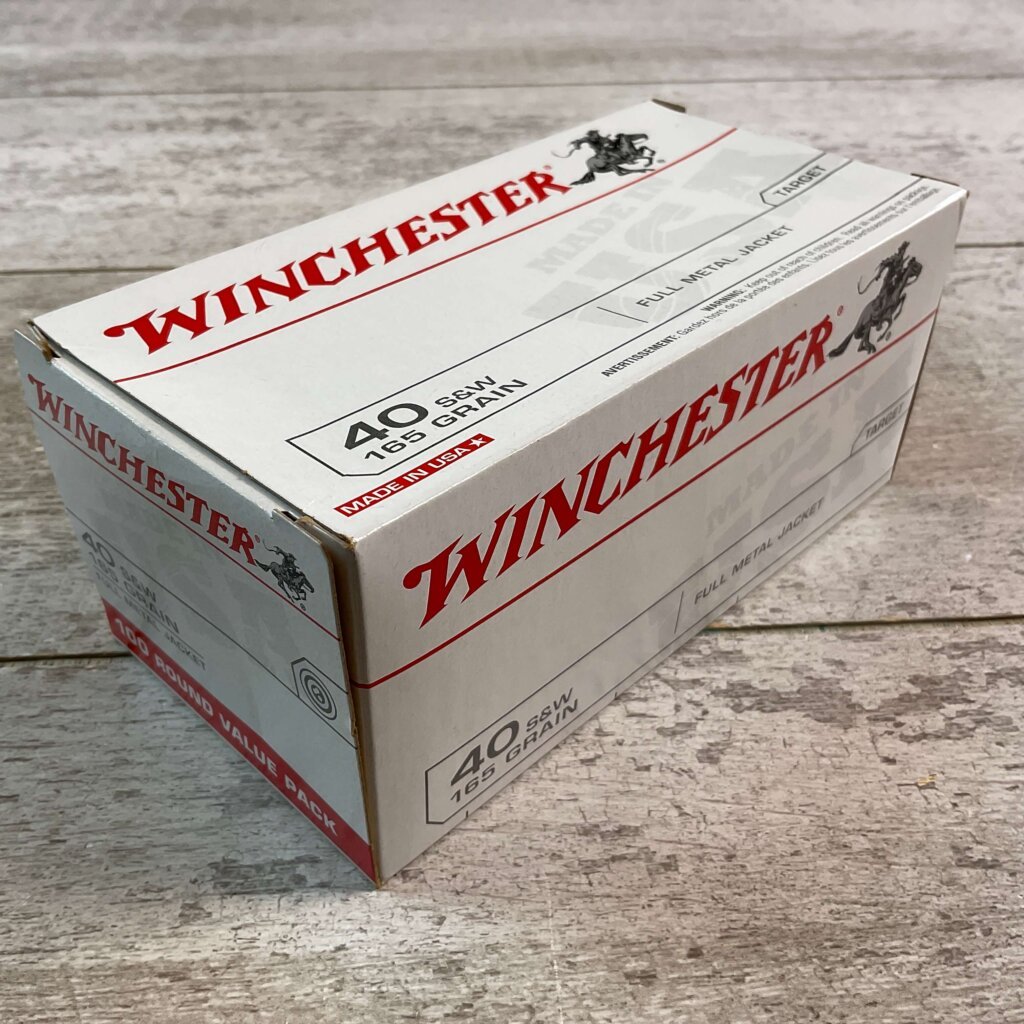 WINCHESTER 40 S&W 165 GR. FMJ TARGET AMMO, 100 ROUND VALUE PACK, UNOPENED #5-10541-RB
