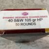 DYNAMIC RESEARCH TECHNOLOGIES (DRT) 40 S&W 105 GR. HP AMMO, FULL BOX (QTY 50) #5-10543-RB