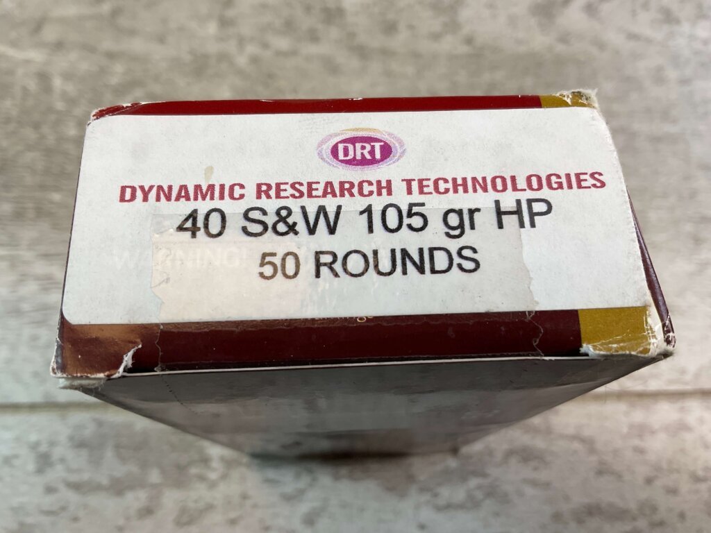 DYNAMIC RESEARCH TECHNOLOGIES (DRT) 40 S&W 105 GR. HP AMMO, FULL BOX (QTY 50) #5-10543-RB