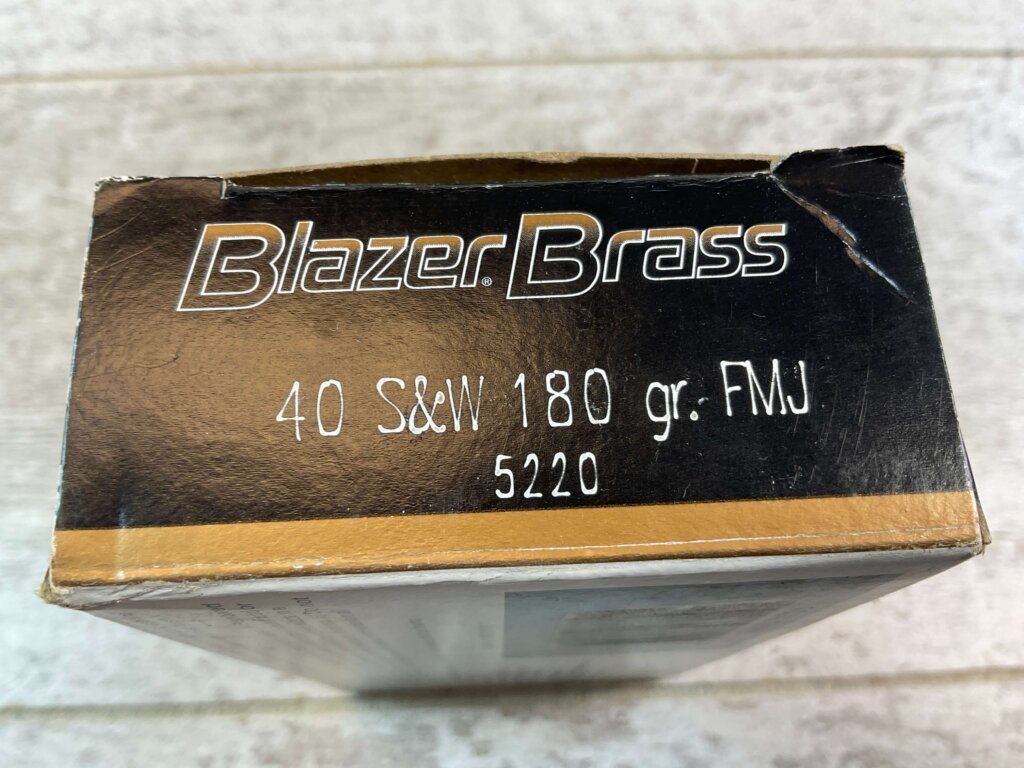 BLAZER BRASS 40 S&W 180 GR. FMJ AMMO, FULL BOX (QTY 50) #5-10544-RB