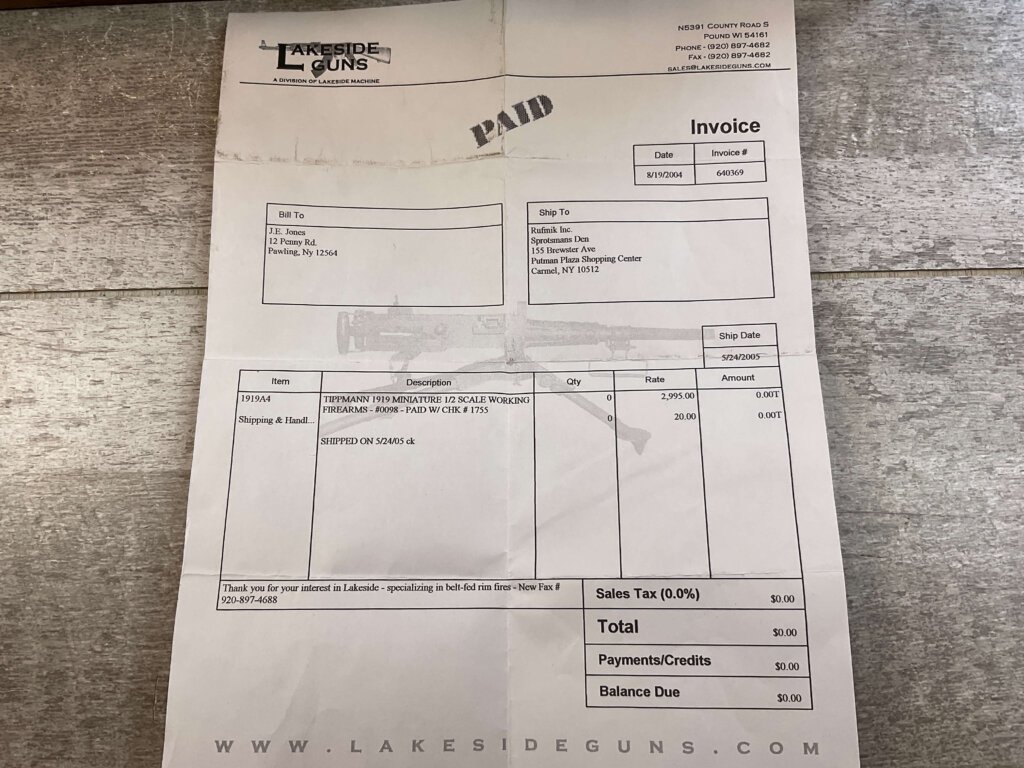 TIPPMANN ARMS CO 1919A4 MINIATURE 1/2 SCALE, .22LR SEMI AUTO FIREARM, JAMES EARL JONES "FAVORITES" COLLECTION, VERY RARE #5-11065