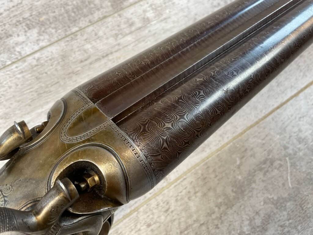 CHARLES BOSWELL 8GA. BLACK POWDER SXS DOUBLE BARREL DAMASCUS SHOTGUN, JAMES EARL JONES "FAVORITES" COLLECTION #5-11066