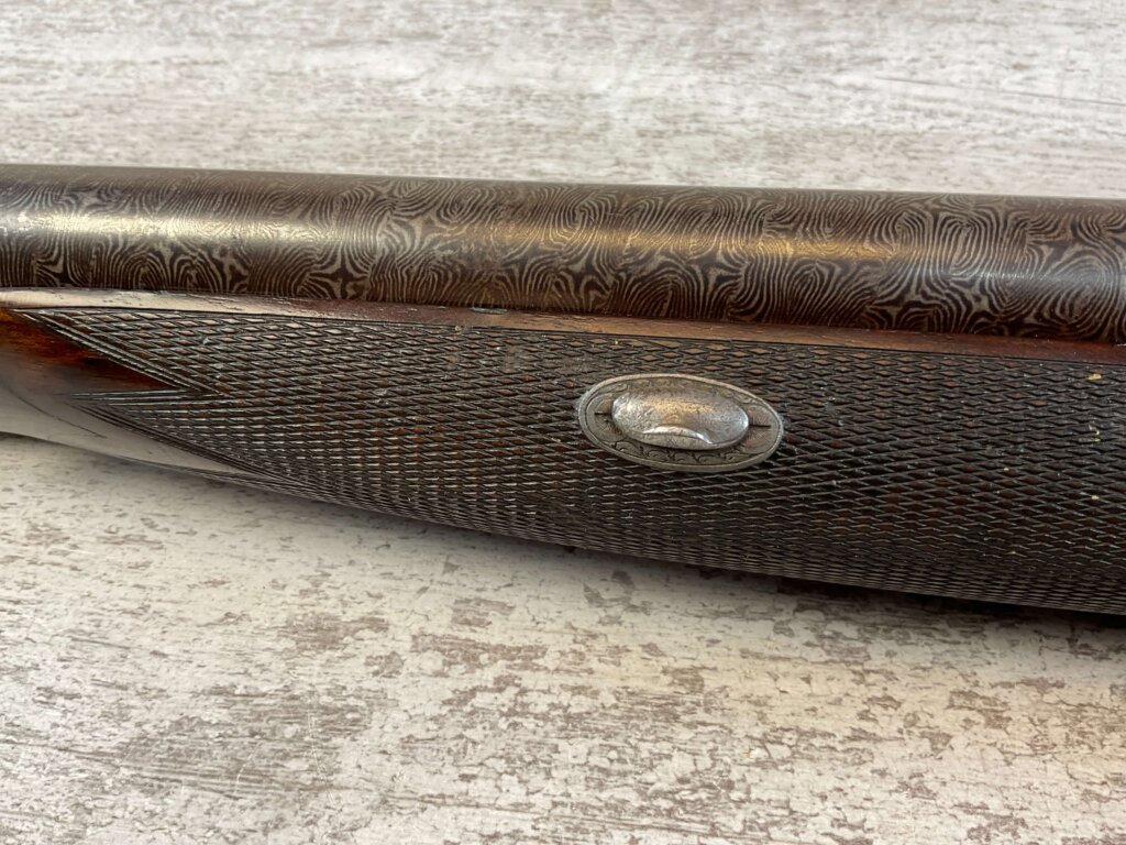 CHARLES BOSWELL 8GA. BLACK POWDER SXS DOUBLE BARREL DAMASCUS SHOTGUN, JAMES EARL JONES "FAVORITES" COLLECTION #5-11066