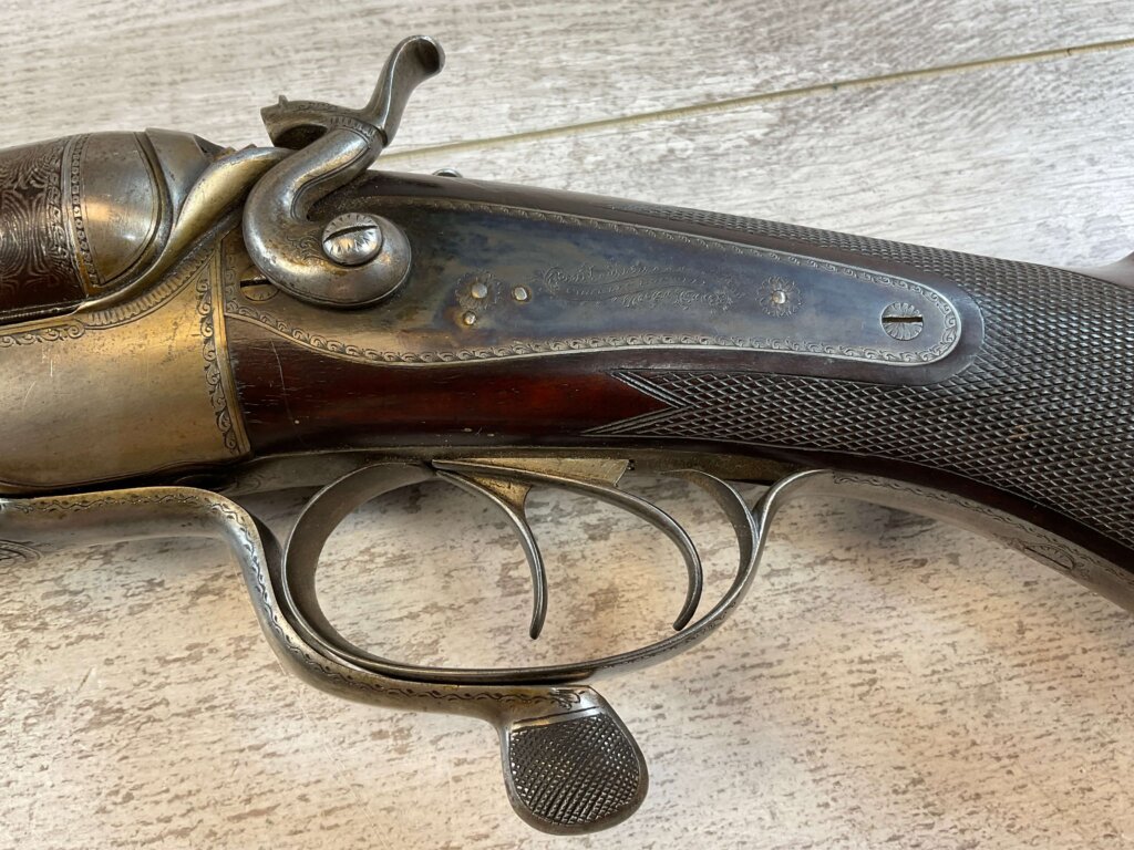 CHARLES BOSWELL 8GA. BLACK POWDER SXS DOUBLE BARREL DAMASCUS SHOTGUN, JAMES EARL JONES "FAVORITES" COLLECTION #5-11066