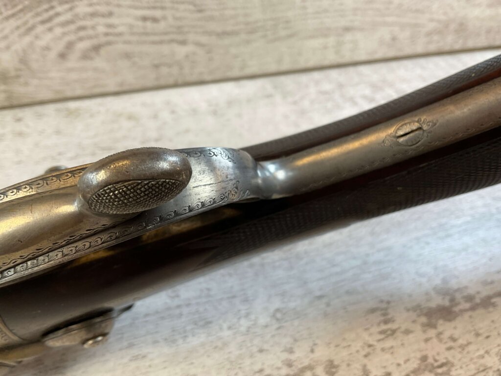 CHARLES BOSWELL 8GA. BLACK POWDER SXS DOUBLE BARREL DAMASCUS SHOTGUN, JAMES EARL JONES "FAVORITES" COLLECTION #5-11066