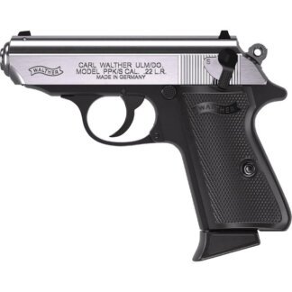 WALTHER PPK/S .22LR SEMI AUTO PISTOL, NEWSingle/double-action trigger Factory-threaded barrel Steel frame with matte blued finish Stainless Slide Checkered synthetic grips Decocker/manual safety 3.3" Barrel 10 Round Magazine Capacity Model Number 5030310