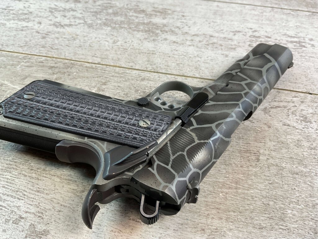 TISAS REGENT R100 1911 CUSTOM CAMO .45 ACP SEMI AUTO PISTOL, LIKE NEW #6-02104-PF