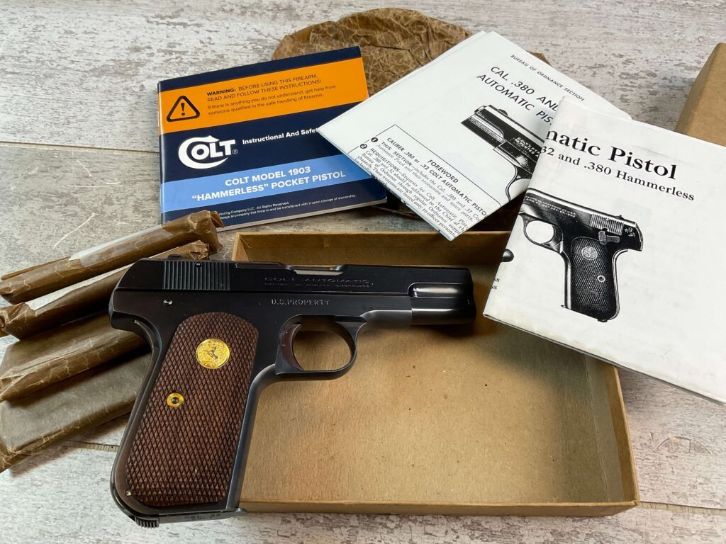 US ARMAMENT MFG, COLT 1903 POCKET HAMMERLESS .32ACP SEMI AUTO PISTOL, NOS #6-02109-PF